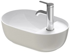 DURAVIT Luv oválna umývadlová misa s otvorom na boku, obojstranné, bez prepadu, 420 x 270 mm, biela/šedá matná, s povrchom WonderGliss, 03814223001