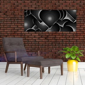 Obraz čierno-bielych sŕdc (120x50 cm)