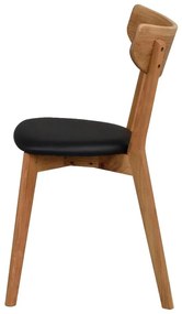 Hnedá dubová jedálenská stolička s čiernym sedadlom Rowico Ami