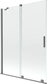 Mexen Velar, 2-krídlová posuvná vaňová zástena 130 x 150 cm, 8mm číre sklo, brúsený grafit, 896-130-000-01-95