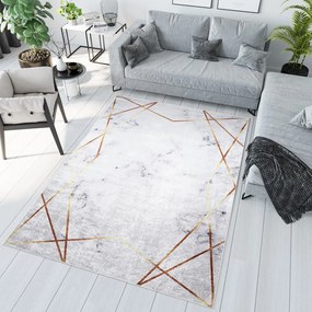 Sivý trendový koberec s jednoduchým zlatým vzorom Šírka: 120 cm | Dĺžka: 170 cm