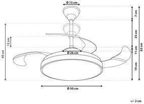 Stropný ventilátor so svetlom strieborný IBAR Beliani