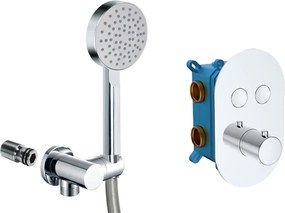 Mereo Mereo, Vaňový set s termostatickou podomietkovou tlačidlovou batériou - 2-cestná + sprchový set, MER-CB60106TB5