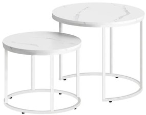 Sada 2 konferenčných stolíkov OSKAR mramor biele nohy