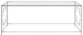 vidaXL Konferenčný stolík strieborný 120x60x45 cm nehrdzavejúca oceľ a sklo