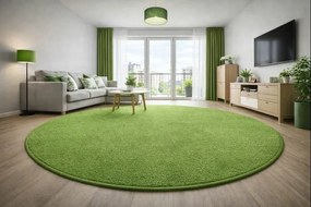 Vopi, Kusový koberec Eton zelený 41 kruh, 160x160 (priemer) kruh, zelená, obývacia izba
