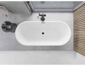 Mexen Yara, voľne stojaca ryhovaná vaňa 170 x 75 cm, biela-čierna, čierny matný prepad, 52861707575-70