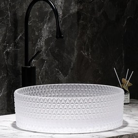 BPS-koupelny Sklenené umývadlo na dosku HYD-BRT1-WH-360 36x12 cm, matné