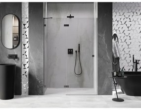 Mexen, Mexen Lunar ľavé otočné sprchové dvere 130 cm, transparentné, pištoľový kov - 834-130-000-95-00-L
