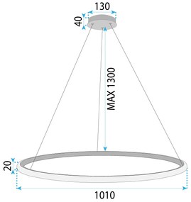 Toolight Toolight, závesné svietidlo 100cm, 61W, 3000K, LHJ003-CP, zlatá lesklá, OSW-50001