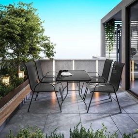 JEDÁLENSKÝ ZÁHRADNÝ SET SISTO 4 X STOLIČKA + STÔL ČIERNY