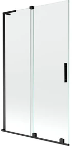 Mexen Velar L, 2-krídlová posuvná vaňová zástena 110 x 150 cm, 8mm číre sklo, čierna matná, 896-110-003-01-70