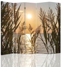 Gario Paraván Západ slnka nad jazerom Rozmery: 180 x 170 cm, Prevedenie: Otočný paraván 360°