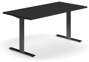 Kancelársky stôl QBUS, rovný, 1600x800 mm, T-rám, čierny rám, čierna