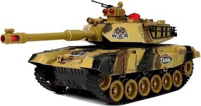 LEAN Toys Veľký diaľkovo ovládaný tank R/C 2,4 Ghz Svetlá Zvuky Streľba Žltá