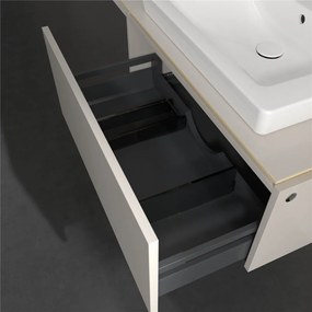 VILLEROY &amp; BOCH Legato závesná skrinka pod umývadlo (umývadlo v strede), 1 zásuvka, 800 x 500 x 380 mm, Soft Grey, B67800VK