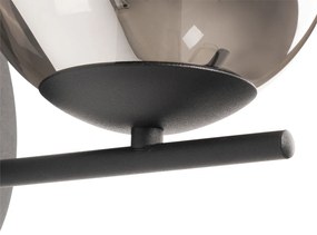 Art Deco nástenná lampa čierna a dymové sklo - Flore