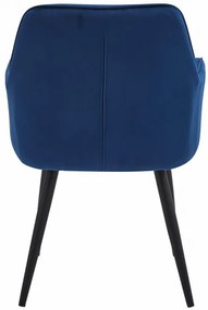 Set dvoch jedálenských stoličiek JORK zamatové, tmavomodré (čierne nohy) 2 ks