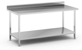 Nerezový pracovný stôl s policou a ohrádkou, 1800 x 800 x 850 mm