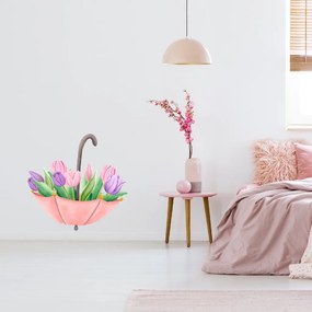 PIPPER. Dáždnik s tulipánmi - textilná nálepka na stenu