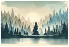 Samolepiaca tapeta zahmlený lesný súmrak