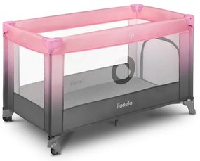 Lionelo - Cestovná postieľka STEFI ružová/šedá
