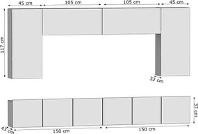 Čierno-biela zostava nábytku do obývačky Taurus