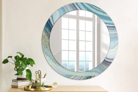 Okrúhle dekoračné zrkadlo s motívom Modrý mramor fi 70 cm