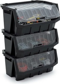 Prosperplast Dielenský úložný box HEAVY DUTY, S VEKOM, čierny 58x38x35 cm, XL