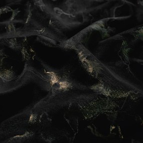 Biante Zamatový behúň na stôl Isabela IBL-021 Zlatý/dymový mramor na čiernom 20x140 cm