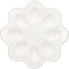 Tanier na vajíčka ADELIA biely, zdobený 965238