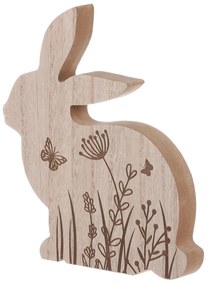 Drevený zajac s motívom kvetín, 16 x 2 x 19 cm​