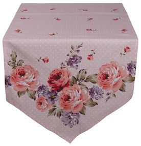 Ružový bavlnený behúň na stôl s ružami Dotty Rose - 50*160 cm