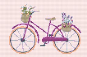 Gario Diamantové maľovanie Bicykel s kvetinami Rozmery: 40 x 60 cm, Rámovanie: Iba zrolované plátno, Diamanty: Okrúhle
