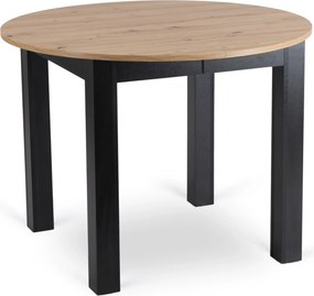 Vintino Jedálenský okrúhly stôl AMFORA dub artisan/čierny 102–142 cm