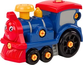 LEAN Toys Lokomotíva na skrutkovanie s motívom z rozprávok – DIY, tmavomodrá