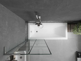 Mexen Next L, 1-krídlová vaňová zástena 70 x 150 cm, 6mm číre sklo-čierny vzor, chrómový profil, 895-070-000-03-77-01