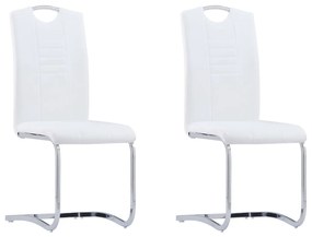 Jedálenské stoličky, perová kostra 2 ks, biele, umelá koža 281777