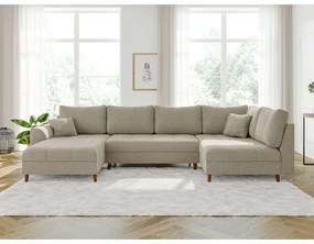 Béžová rohová pohovka z textílie bouclé (ľavý roh/do "U") Ariella – Ropez