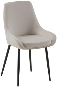 Jedálenská stolička Elmira - zamat, čierny rám - Sivá