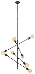 Priemyselné závesné svietidlo čierne 8-žiarovkové - Sydney