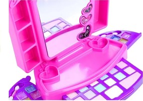 LEAN Toys Detský toaletný stolík so zrkadlom svetlami a doplnkami ružový