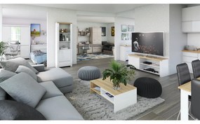 Konferenčný stolík VILGO 90, lesklá biela