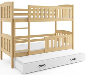 Detská poschodová posteľ KUBUS s výsuvnou posteľou 80x190 cm - borovica Zelená