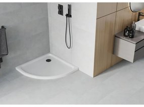 Mexen SLIM - štvrťkruhová sprchová vanička 70x70x5cm + čierny sifón, biela, 41107070B