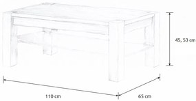 Wooded Konferenčný stolík Denver Glass z masívu BUK 110x65x45cm