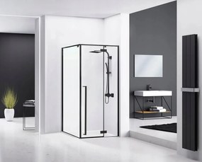 Rea Fargo Black, sprchový kút s krídlovými dverami 100 (dvere) x 80 (stena) x 195 cm, 6mm číre sklo, čierny profil, REA-K6950