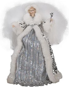 Anjel v ozdobných ružových šatách na špičku stromčeka Angel Tree - 20*15*28 cm