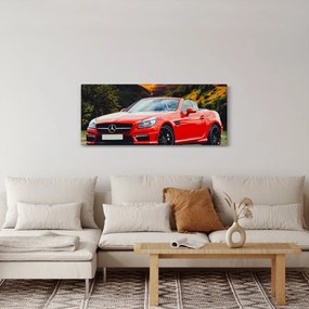 Obraz - červený Mercedes (120x50 cm)