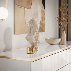 KOMODA NESSIE 3 NA NOŽIČKÁCH BIELY LESK + ZLATÁ 140 cm